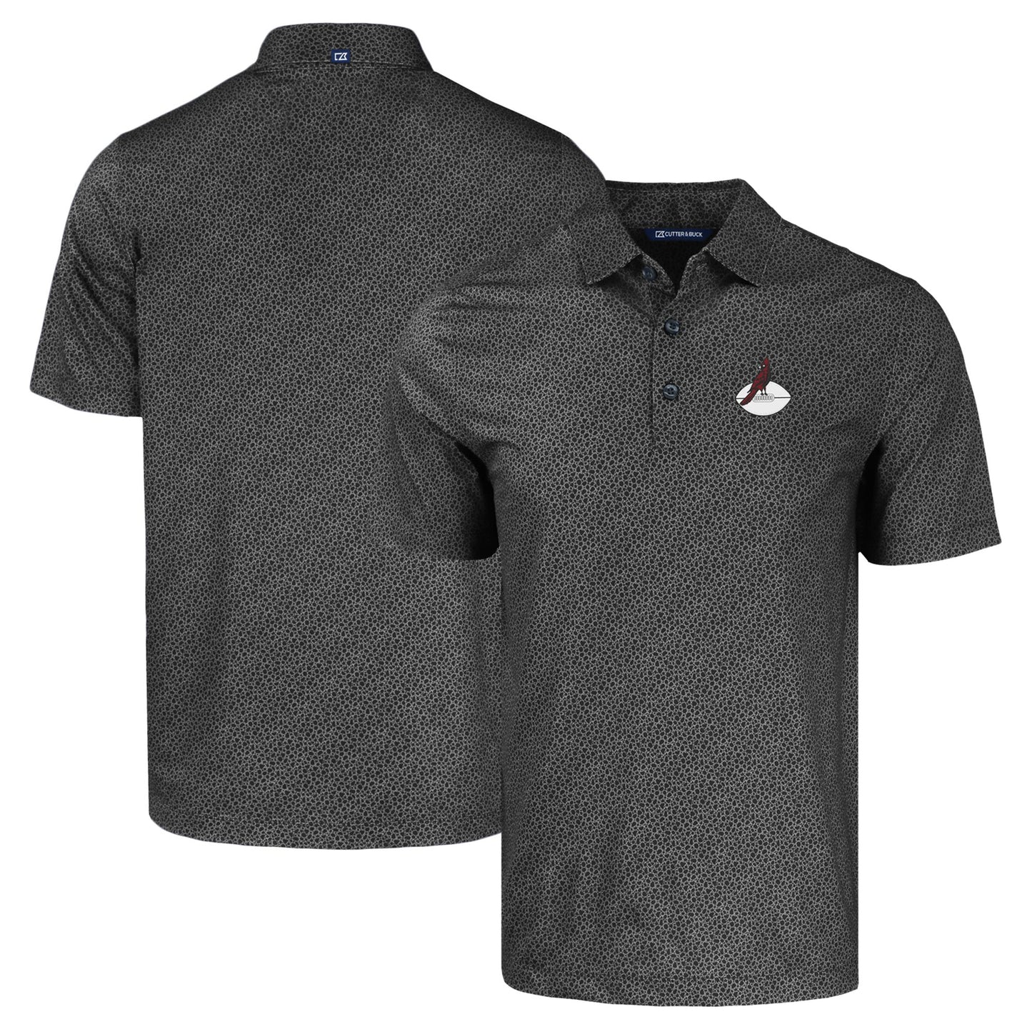 Men's Cutter & Buck  Black Arizona Cardinals Throwback Pike Eco Pebble Print Stretch Recycled Polo