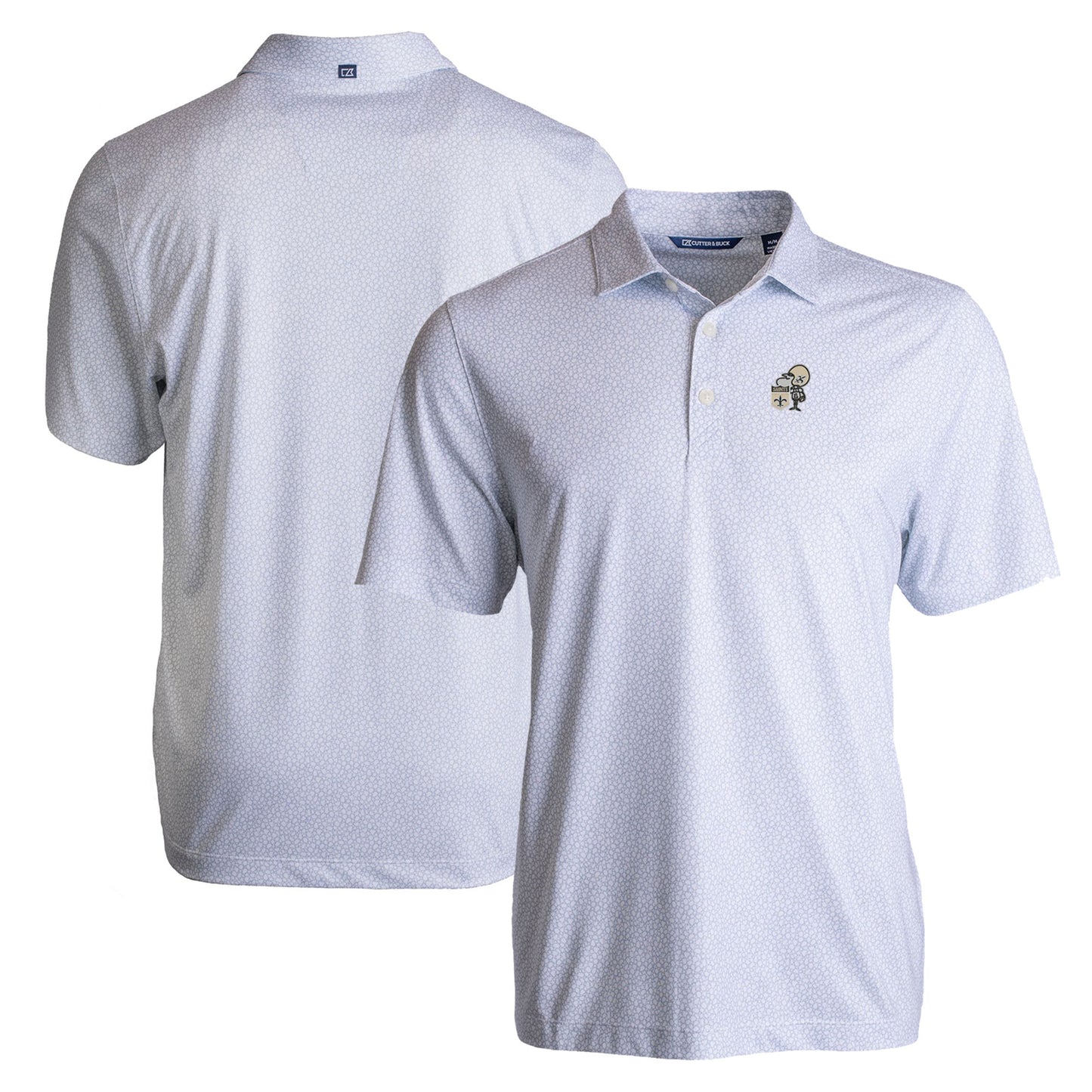 Men's Cutter & Buck  White New Orleans Saints Throwback Pike Eco Pebble Print Stretch Recycled Polo