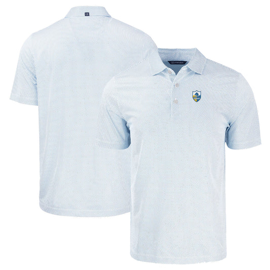 Men's Cutter & Buck  White Los Angeles Chargers Throwback Big & Tall Pike Eco Symmetry Print Stretch Recycled Polo