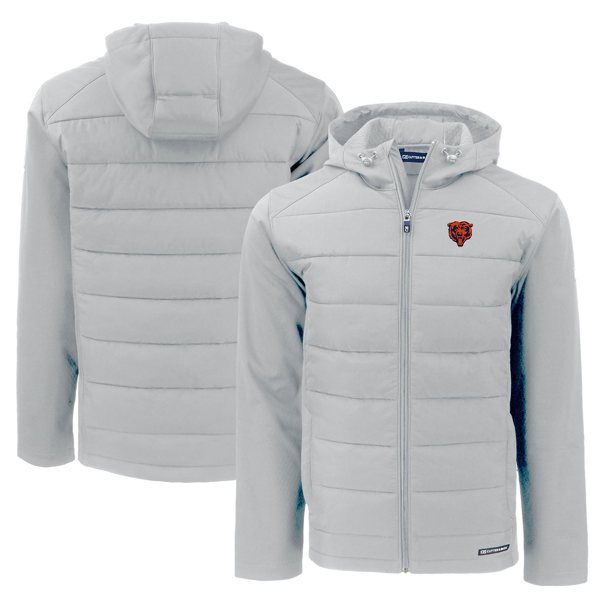 Men's Cutter & Buck Gray Chicago Bears Throwback Evoke Hybrid Eco Softshell Recycled Full-Zip Hoodie Jacket