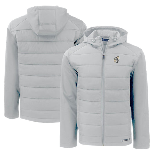 Men's Cutter & Buck Gray New Orleans Saints Throwback Evoke Hybrid Eco Softshell Recycled Full-Zip Hoodie Jacket