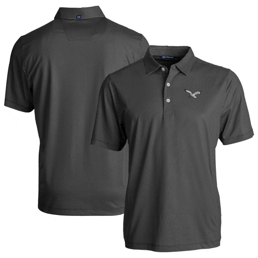 Men's Cutter & Buck  Black Philadelphia Eagles Throwback Big & Tall Pike Eco Symmetry Print Stretch Recycled Polo