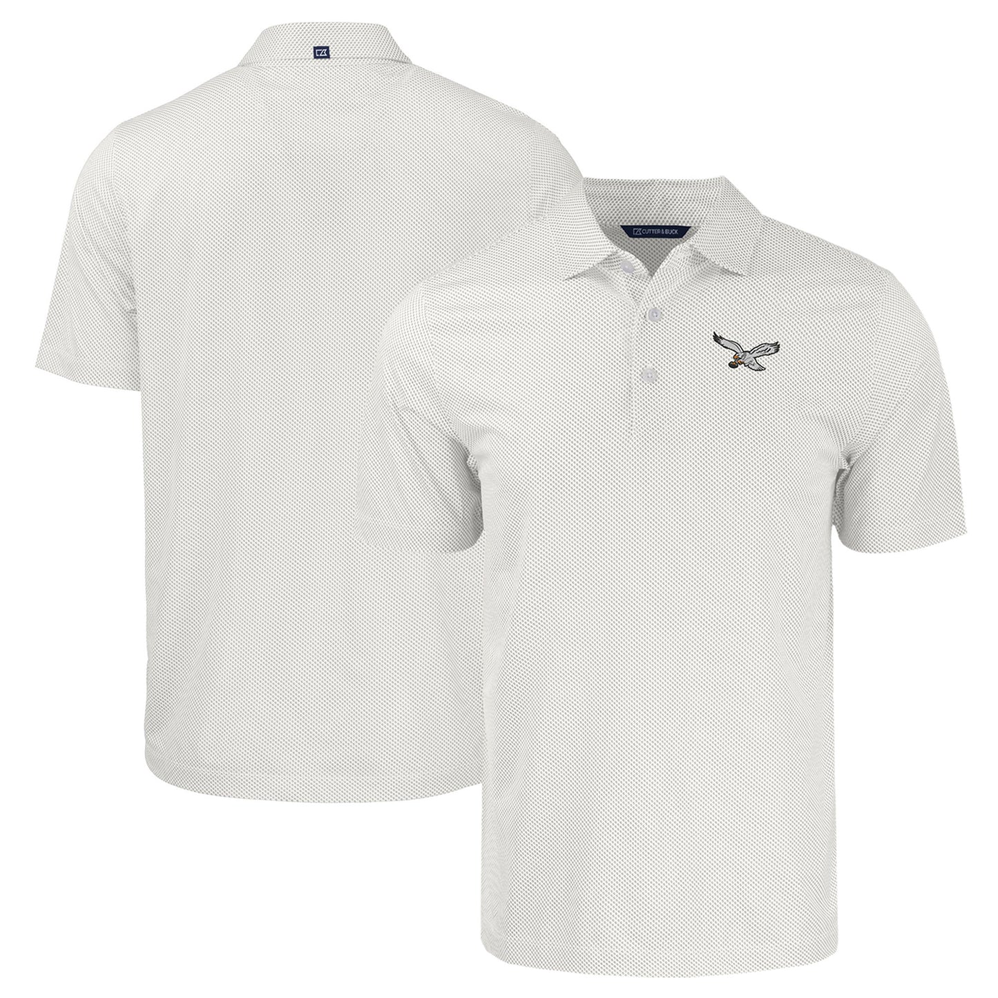 Men's Cutter & Buck  White Philadelphia Eagles Throwback Big & Tall Pike Eco Symmetry Print Stretch Recycled Polo