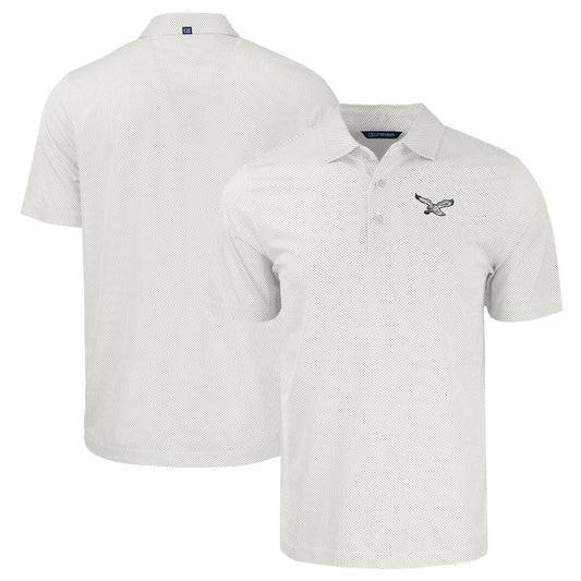 Men's Cutter & Buck  White Philadelphia Eagles Throwback Big & Tall Pike Eco Symmetry Print Stretch Recycled Polo