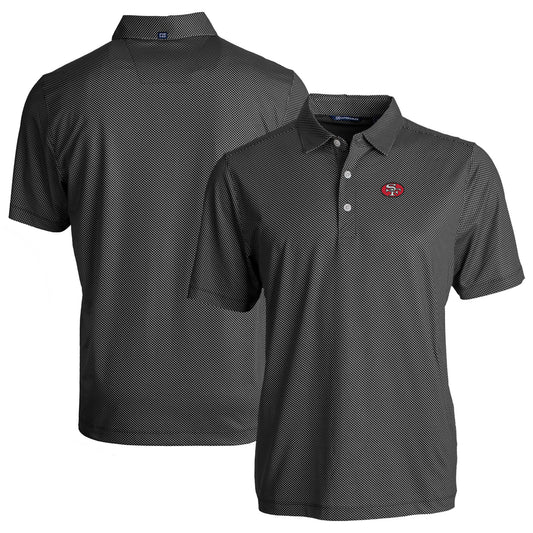 Men's Cutter & Buck  Black San Francisco 49ers Throwback Big & Tall Pike Eco Symmetry Print Stretch Recycled Polo