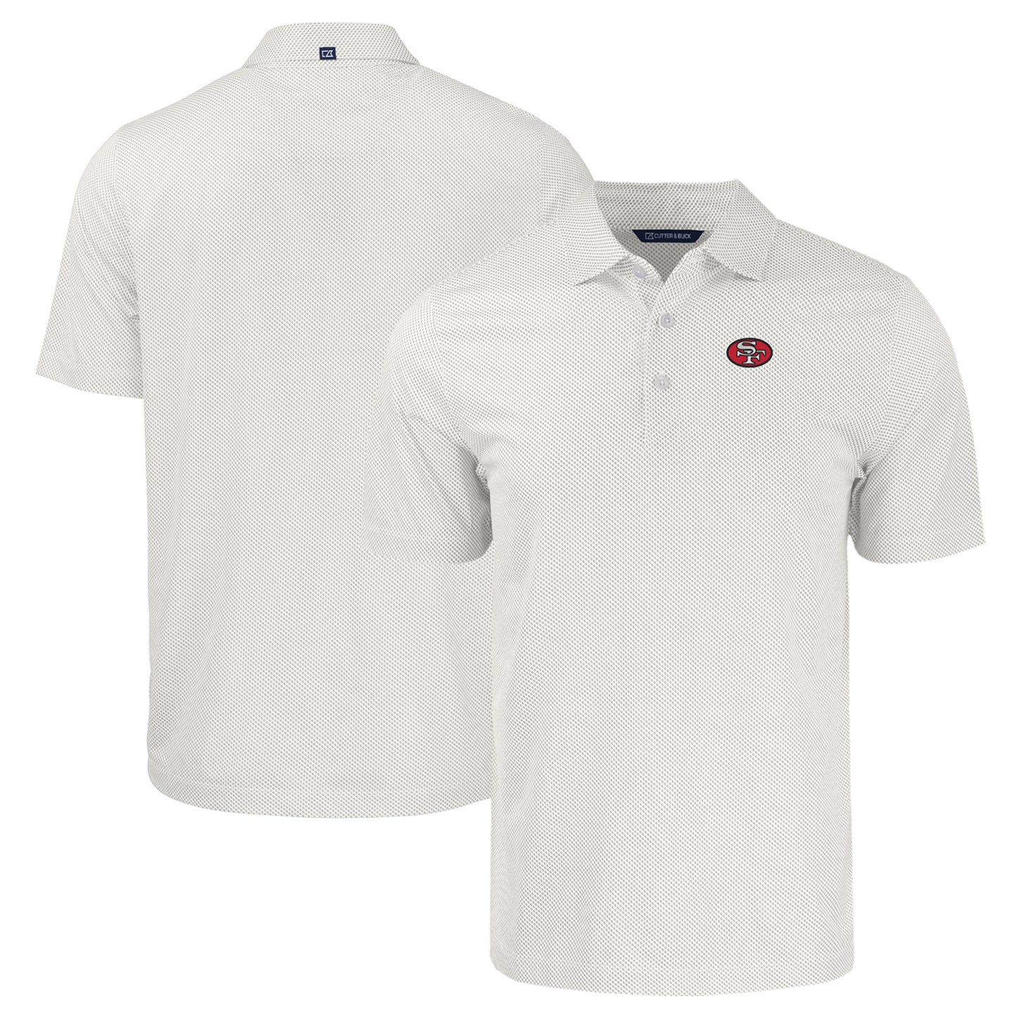 Men's Cutter & Buck  White San Francisco 49ers Throwback Big & Tall Pike Eco Symmetry Print Stretch Recycled Polo