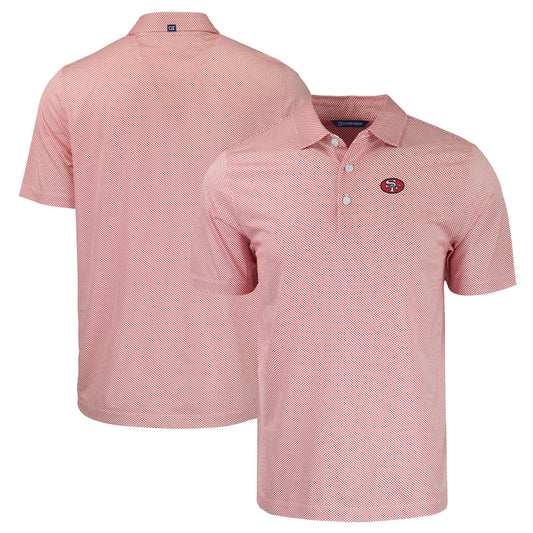 Men's Cutter & Buck White/Scarlet San Francisco 49ers Throwback Big & Tall Pike Eco Symmetry Print Stretch Recycled Polo