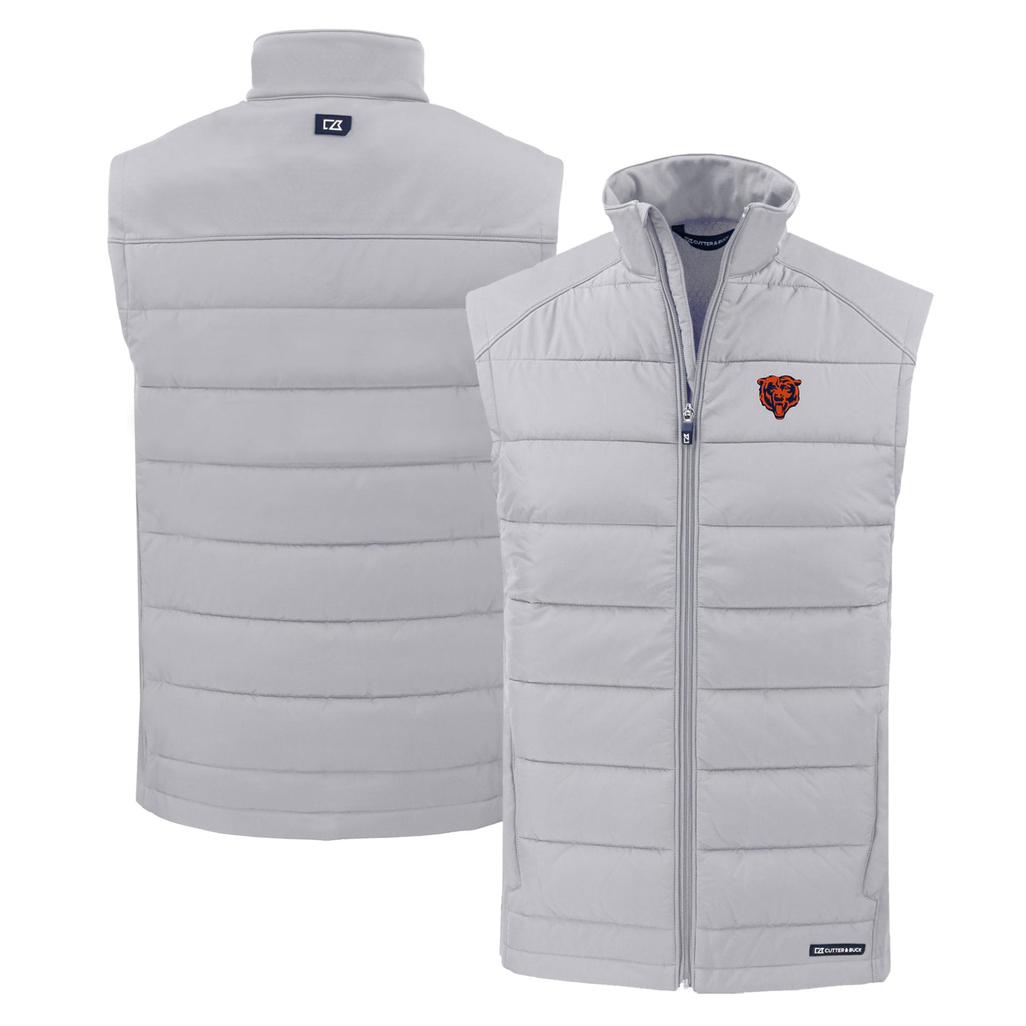 Men's Cutter & Buck Gray Chicago Bears Throwback Evoke Hybrid Eco Softshell Recycled Full-Zip Vest