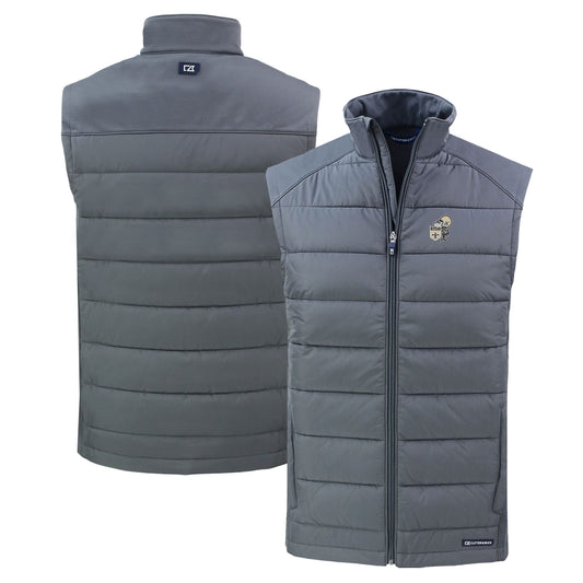 Men's Cutter & Buck Gray New Orleans Saints Throwback Evoke Hybrid Eco Softshell Recycled Full-Zip Vest