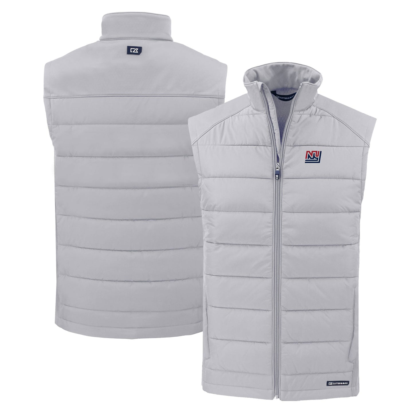 Men's Cutter & Buck Gray New York Giants Throwback Evoke Hybrid Eco Softshell Recycled Full-Zip Vest