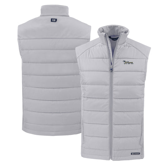 Men's Cutter & Buck Gray New York Jets Throwback Evoke Hybrid Eco Softshell Recycled Full-Zip Vest