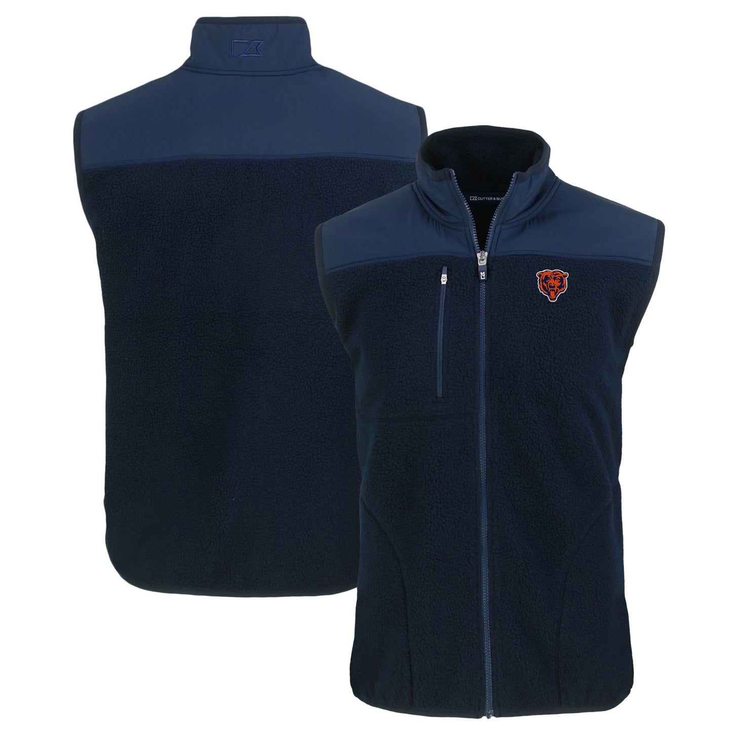 Men's Cutter & Buck  Navy Chicago Bears Throwback Big & Tall Cascade Eco Sherpa Fleece Full-Zip Vest