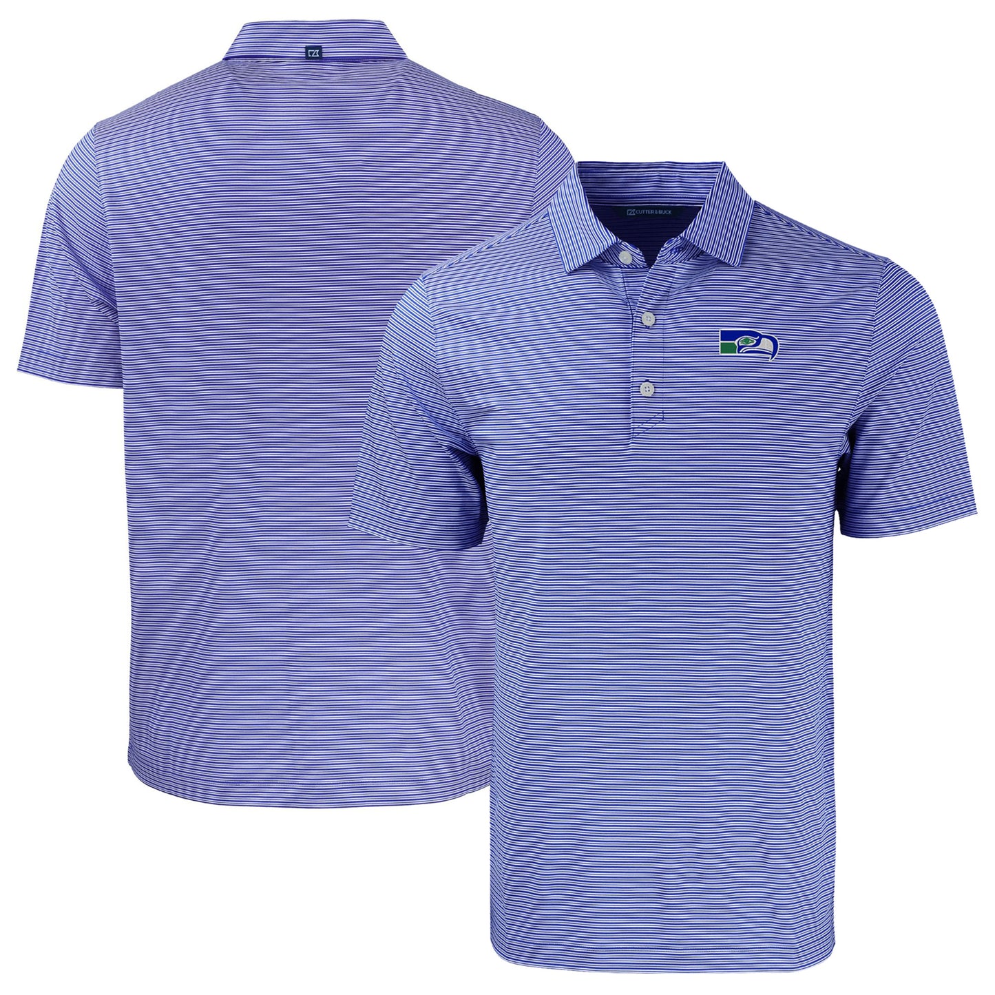 Men's Cutter & Buck  Blue/White Seattle Seahawks Throwback Big & Tall Forge Eco Double Stripe Stretch Recycled Polo