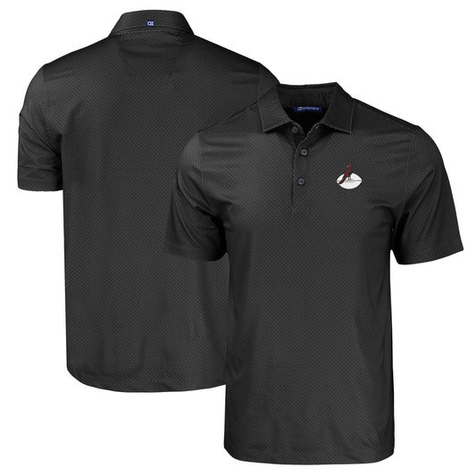 Men's Cutter & Buck  Black Arizona Cardinals Throwback Big & Tall Pike Eco Tonal Geo Print Stretch Recycled Polo