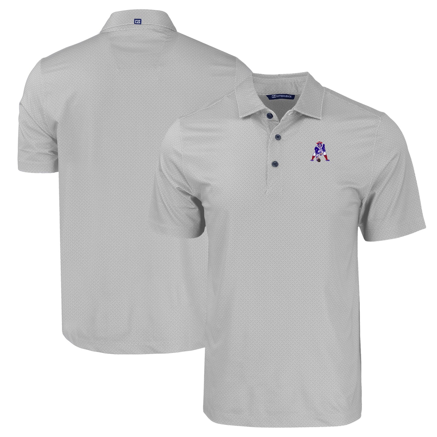 Men's Cutter & Buck  Gray New England Patriots Throwback Big & Tall Pike Eco Tonal Geo Print Stretch Recycled Polo