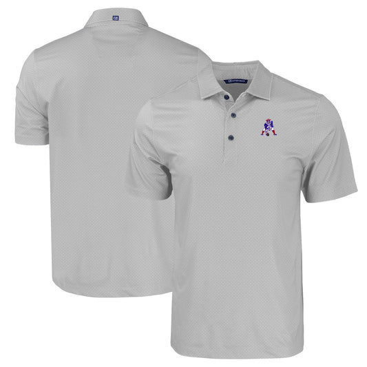 Men's Cutter & Buck  Gray New England Patriots Throwback Big & Tall Pike Eco Tonal Geo Print Stretch Recycled Polo