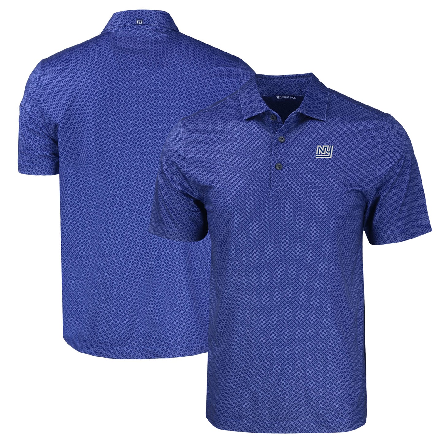 Men's Cutter & Buck  Royal New York Giants Throwback Big & Tall Pike Eco Tonal Geo Print Stretch Recycled Polo