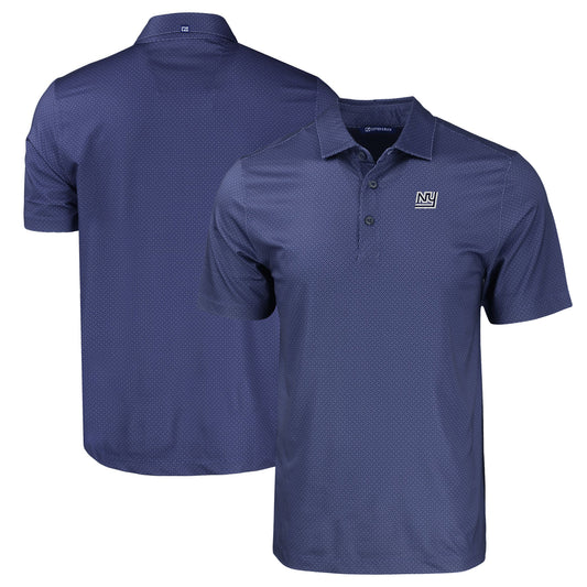 Men's Cutter & Buck  Navy New York Giants Throwback Big & Tall Pike Eco Tonal Geo Print Stretch Recycled Polo