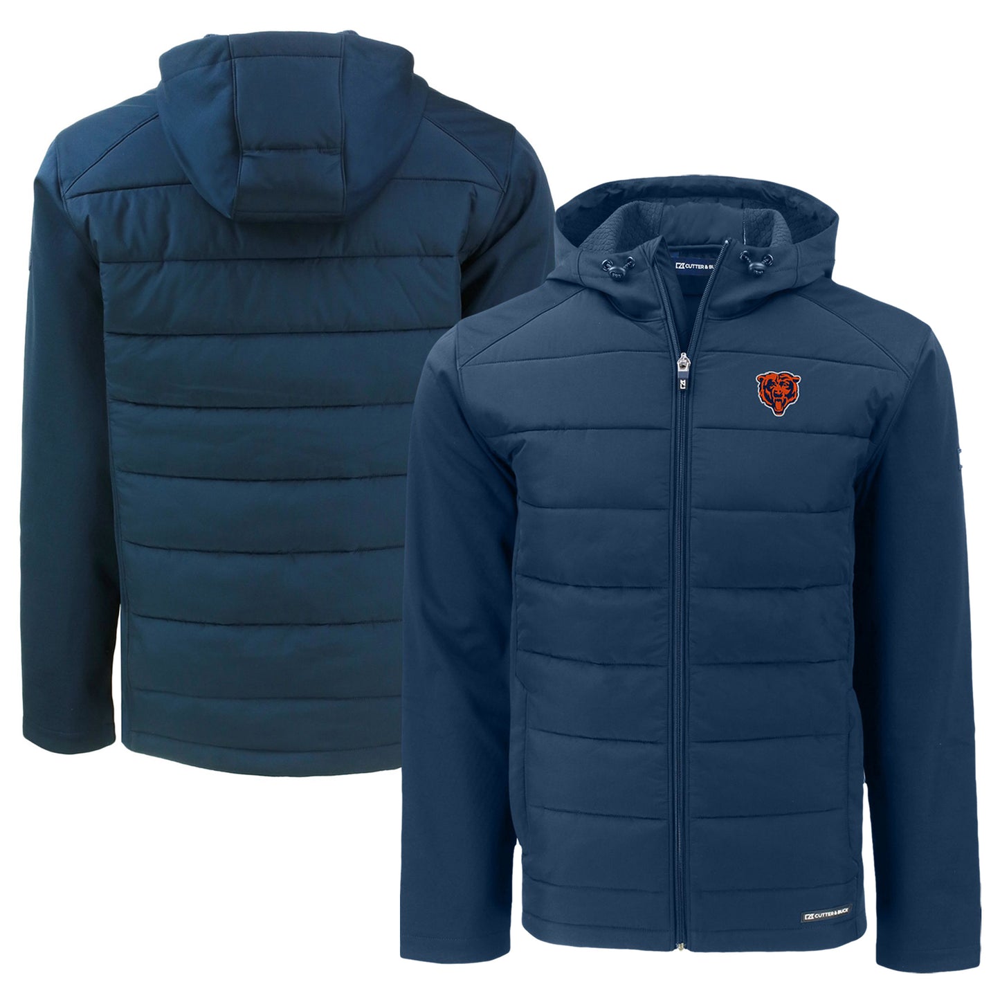 Men's Cutter & Buck  Navy Chicago Bears Throwback Big & Tall Evoke Hybrid Eco Softshell Recycled Full-Zip Jacket