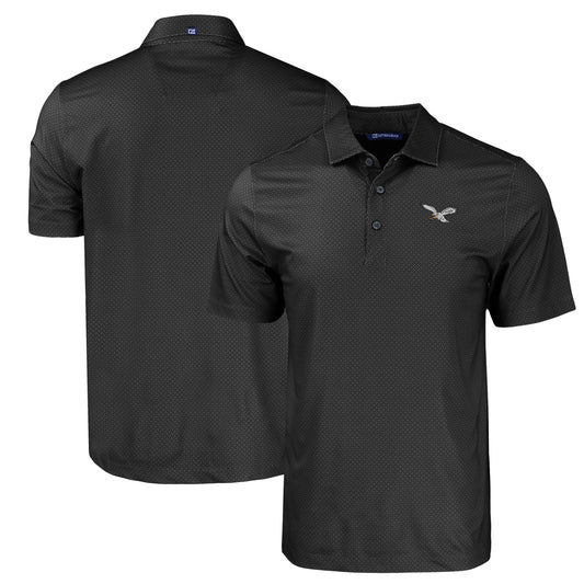 Men's Cutter & Buck  Black Philadelphia Eagles Throwback Big & Tall Pike Eco Tonal Geo Print Stretch Recycled Polo