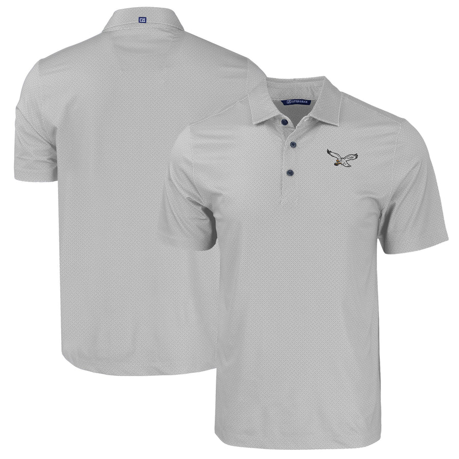 Men's Cutter & Buck  Gray Philadelphia Eagles Throwback Big & Tall Pike Eco Tonal Geo Print Stretch Recycled Polo