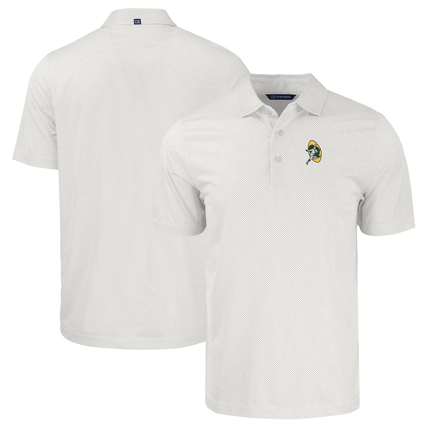 Men's Cutter & Buck  White Green Bay Packers Throwback Big & Tall Pike Eco Symmetry Print Stretch Recycled Polo