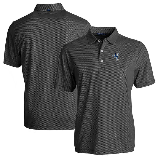 Men's Cutter & Buck  Black Indianapolis Colts Throwback Big & Tall Pike Eco Symmetry Print Stretch Recycled Polo