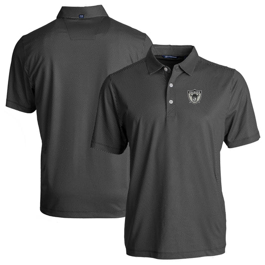 Men's Cutter & Buck  Black Las Vegas Raiders Throwback Big & Tall Pike Eco Symmetry Print Stretch Recycled Polo