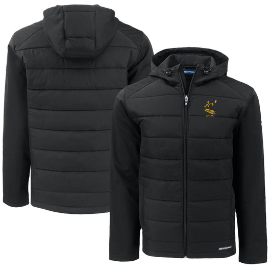 Men's Cutter & Buck  Black Pittsburgh Steelers Throwback Big & Tall Evoke Hybrid Eco Softshell Recycled Full-Zip Hoodie