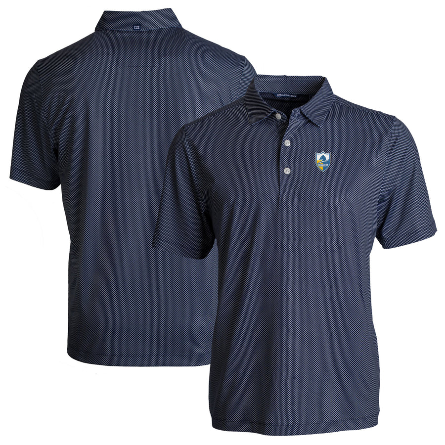 Men's Cutter & Buck  Navy Los Angeles Chargers Throwback Big & Tall Pike Eco Symmetry Print Stretch Recycled Polo