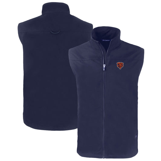 Men's Cutter & Buck  Navy Chicago Bears Throwback Big & Tall Charter Eco Full-Zip Vest