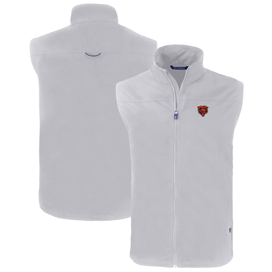 Men's Cutter & Buck  Gray Chicago Bears Throwback Big & Tall Charter Eco Full-Zip Vest