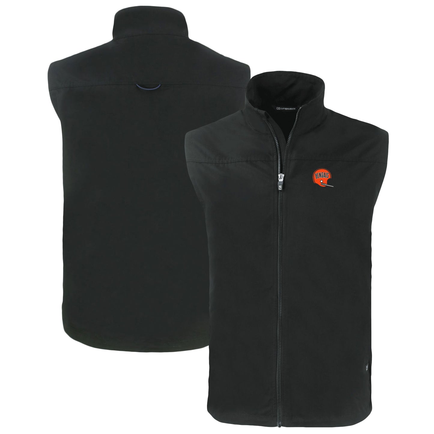 Men's Cutter & Buck  Black Cincinnati Bengals Throwback Big & Tall Charter Eco Full-Zip Vest