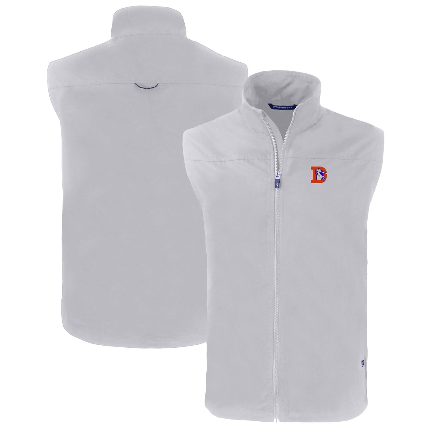 Men's Cutter & Buck  Gray Denver Broncos Throwback Big & Tall Charter Eco Full-Zip Vest