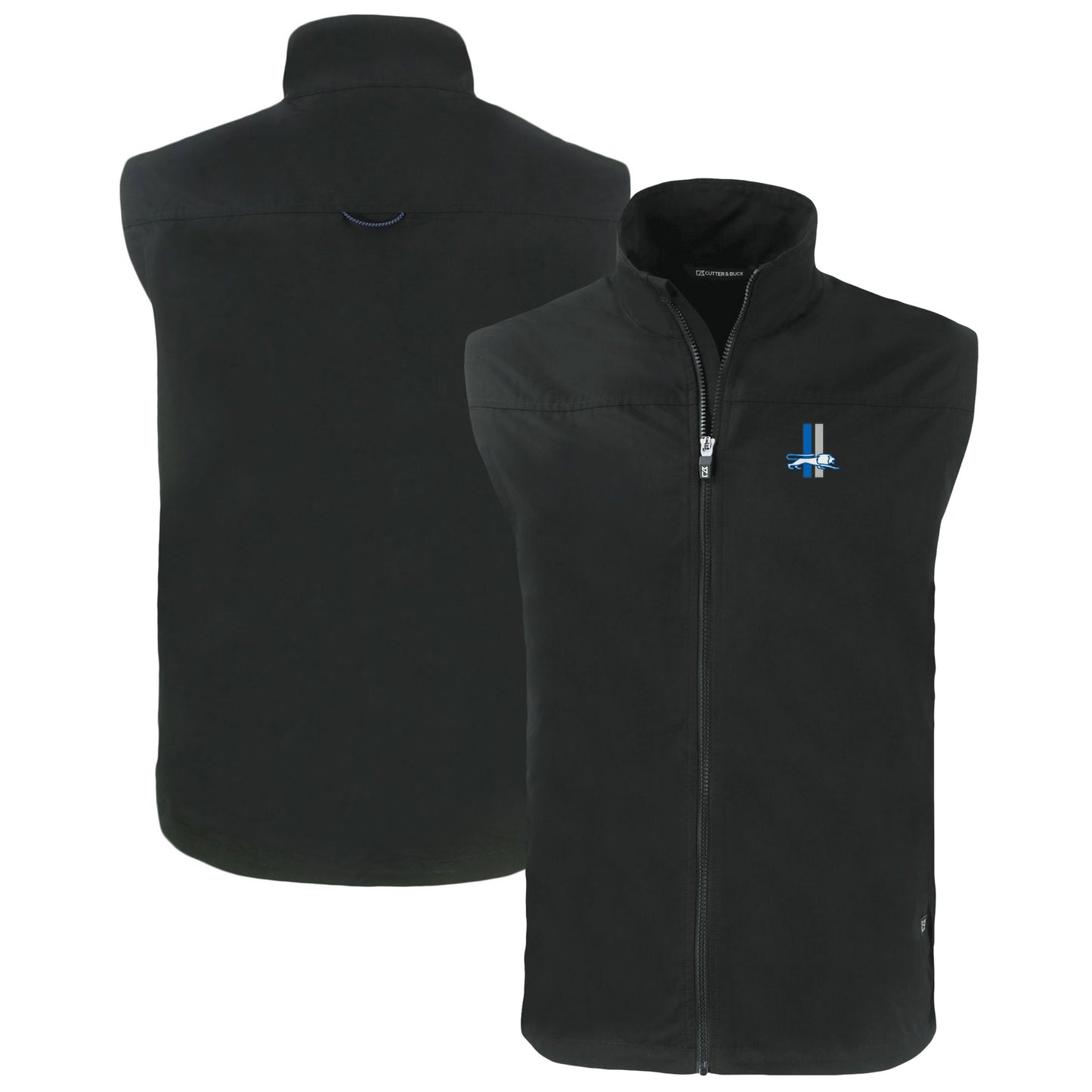 Men's Cutter & Buck  Black Detroit Lions Throwback Big & Tall Charter Eco Full-Zip Vest