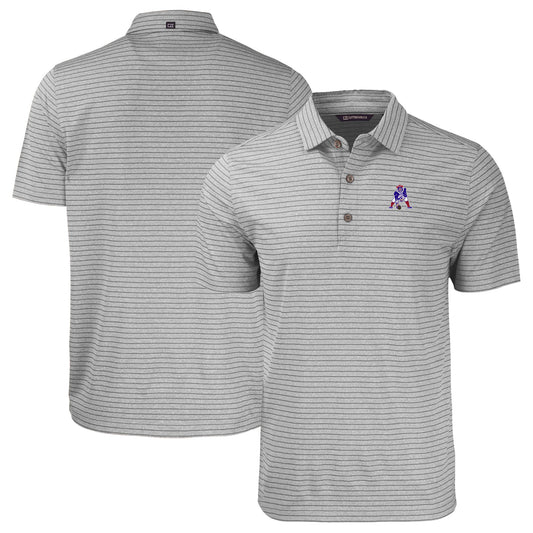 Men's Cutter & Buck  Heather Gray New England Patriots Throwback Big & Tall Forge Eco Heather Stripe Stretch Recycled Polo