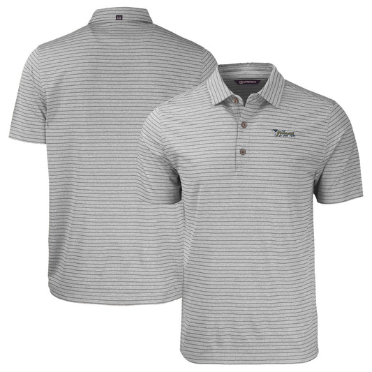 Men's Cutter & Buck  Heather Gray New York Jets Throwback Big & Tall Forge Eco Heather Stripe Stretch Recycled Polo