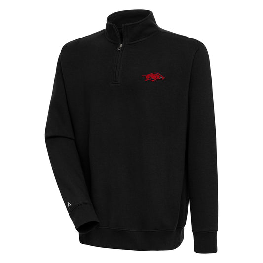 Men's Antigua  Black Arkansas Razorbacks Victory Quarter-Zip Pullover Top