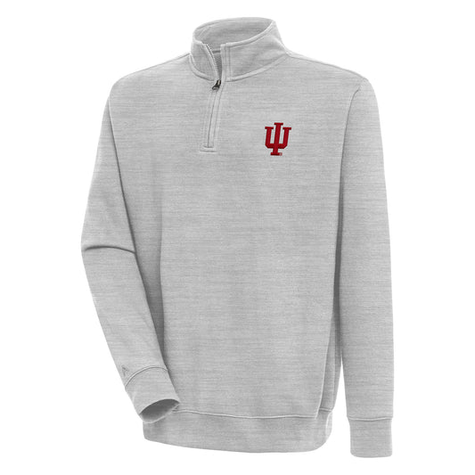 Men's Antigua  Heather Gray Indiana Hoosiers Victory Quarter-Zip Pullover Top