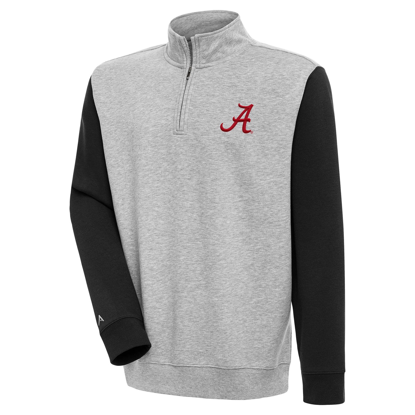 Men's Antigua  Heather Gray Alabama Crimson Tide Victory Quarter-Zip Pullover Top