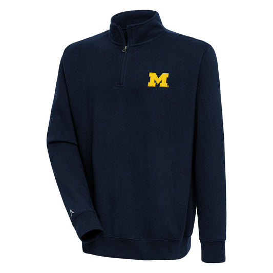 Men's Antigua  Navy Michigan Wolverines Victory Quarter-Zip Pullover Top