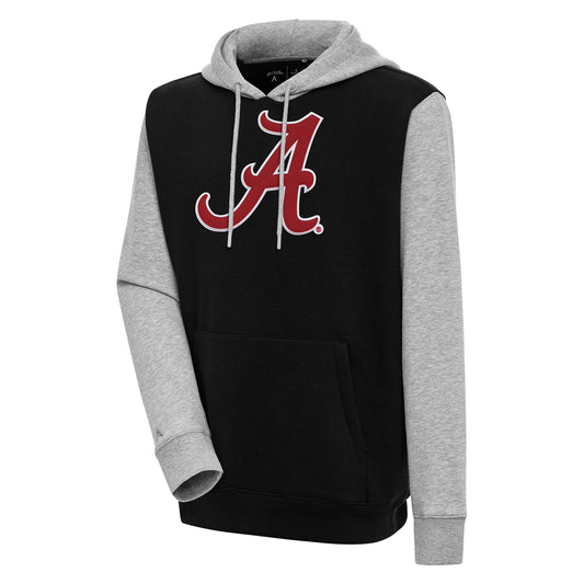 Men's Antigua  Black Alabama Crimson Tide Victory Pullover Hoodie