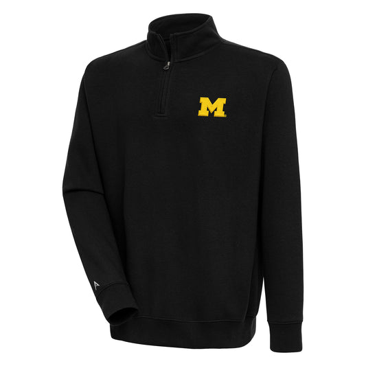 Men's Antigua  Black Michigan Wolverines Victory Quarter-Zip Pullover Top