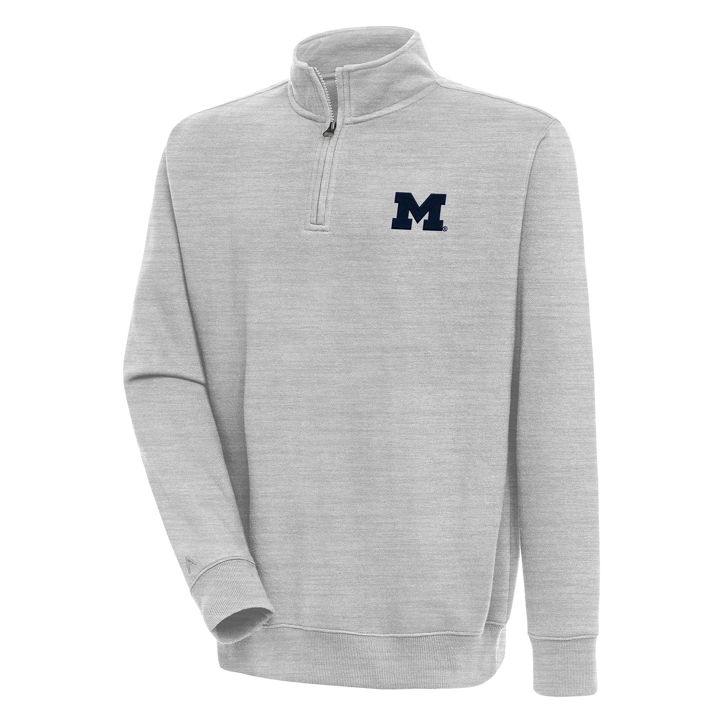 Men's Antigua  Heather Gray Michigan Wolverines Victory Quarter-Zip Pullover Top