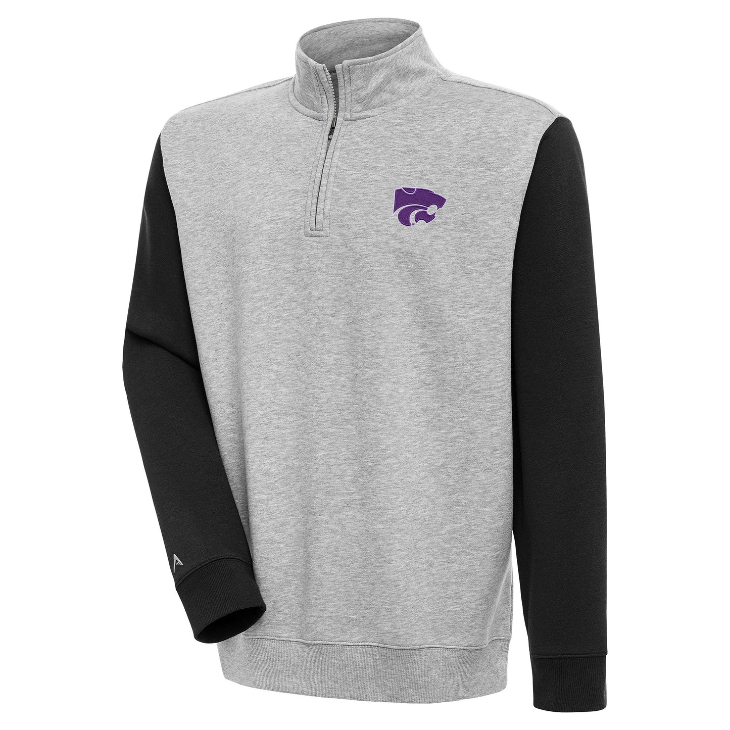 Men's Antigua  Heather Gray Kansas State Wildcats Victory Quarter-Zip Pullover Top
