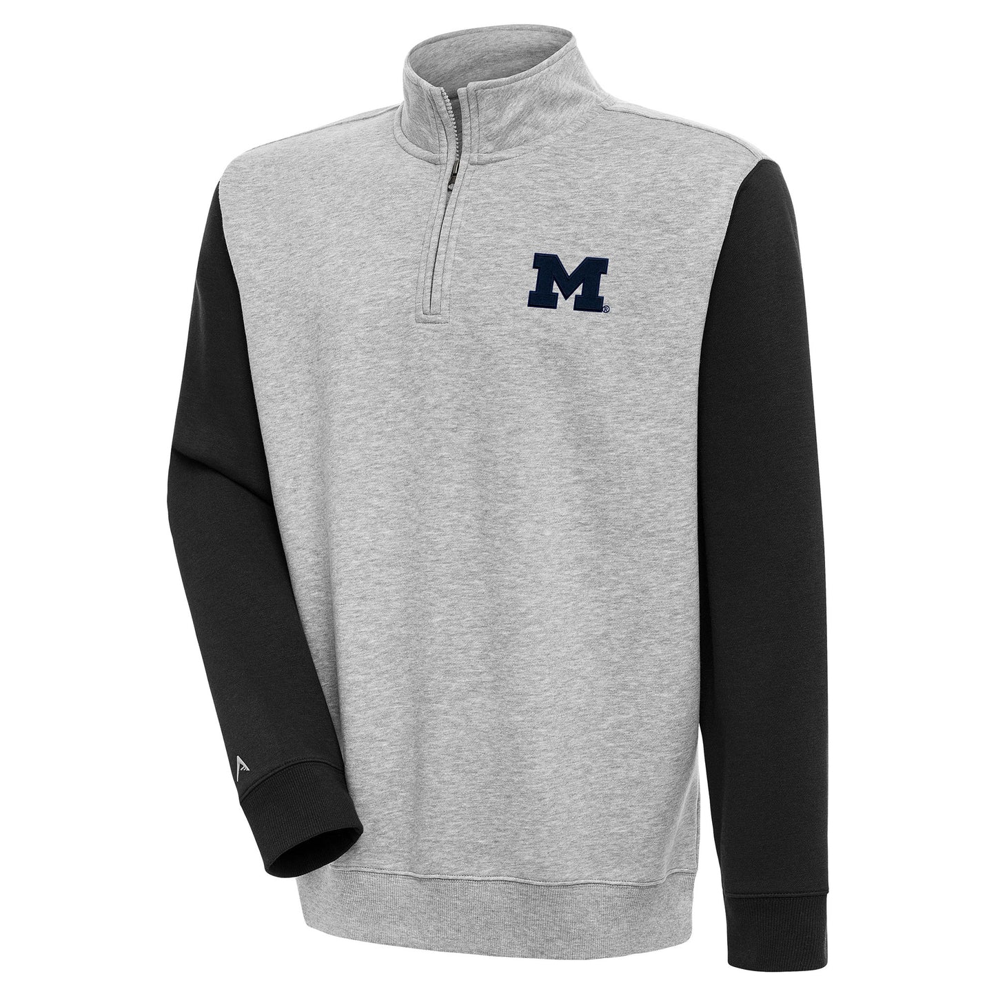 Men's Antigua  Heather Gray Michigan Wolverines Victory Quarter-Zip Pullover Top