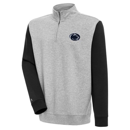 Men's Antigua  Heather Gray Penn State Nittany Lions Victory Quarter-Zip Pullover Top