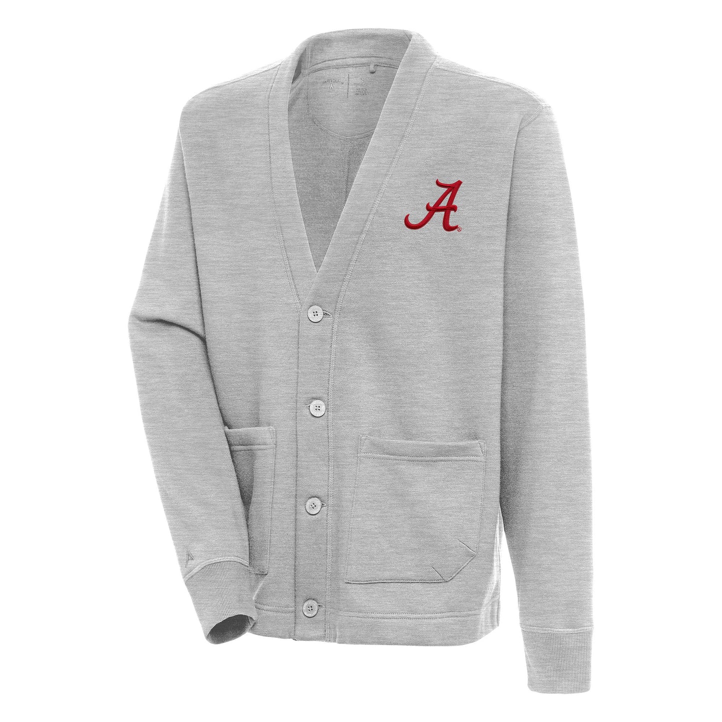 Men's Antigua  Heather Gray Alabama Crimson Tide Victory Cardigan