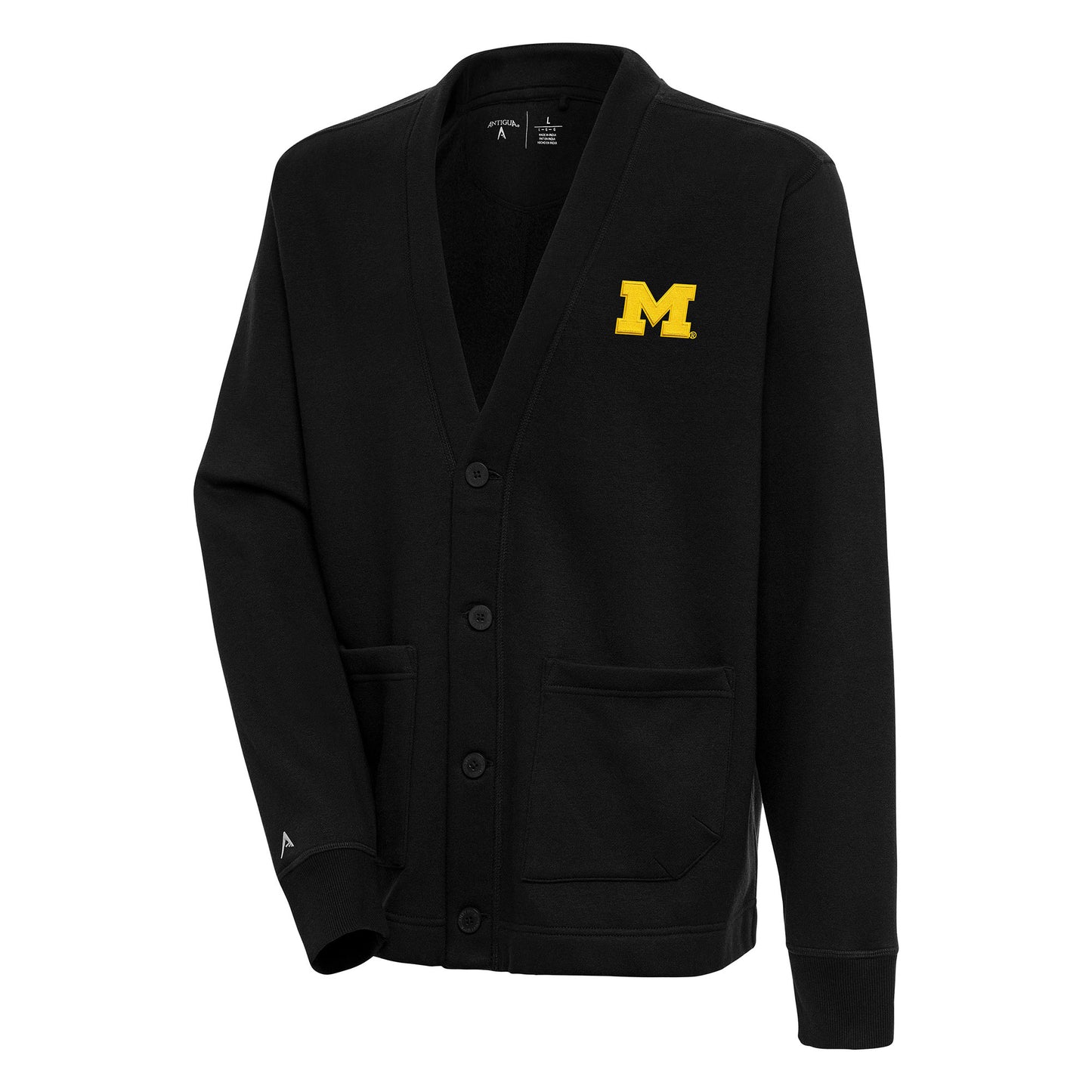 Men's Antigua  Black Michigan Wolverines Victory Cardigan