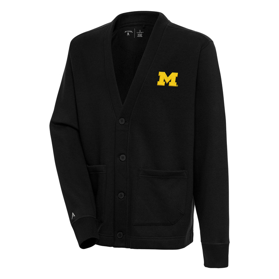 Men's Antigua  Black Michigan Wolverines Victory Cardigan